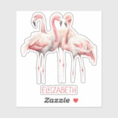 Tropisch roze flamingos gepersonaliseerd sticker (Vel)