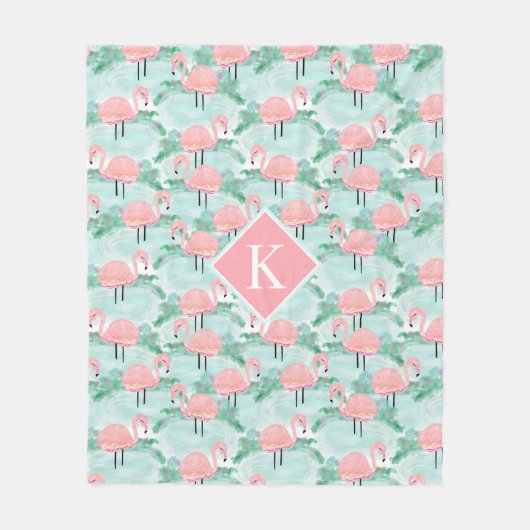 Tropisch roze flamingos Lagoon op maat Fleece Deken (Voorkant)