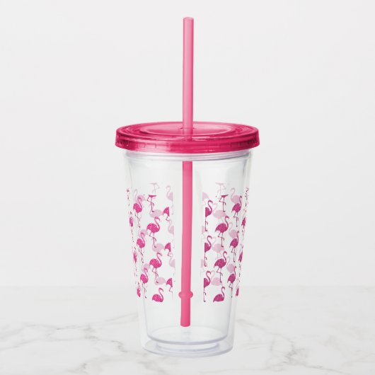 Tropisch roze flamingos Patroon Acryl Drinkbeker (Rechts)