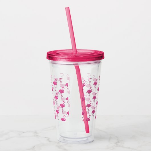 Tropisch roze flamingos Patroon Acryl Drinkbeker (Links)