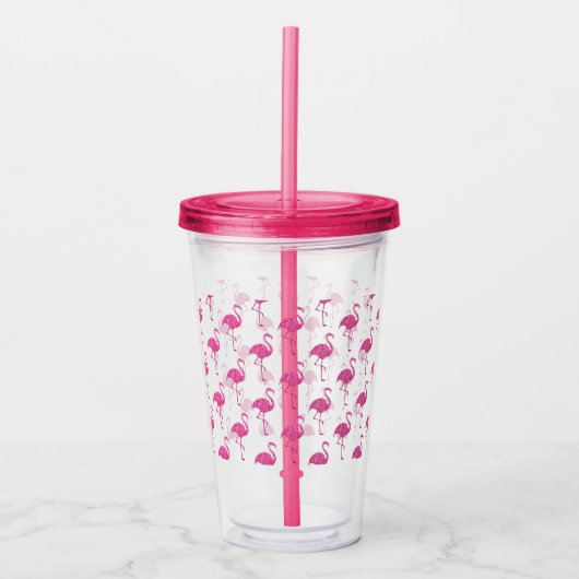 Tropisch roze flamingos Patroon Acryl Drinkbeker (Voorkant)