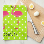 Tropisch roze flamingos Persoonlijke keukenhanddoe Theedoek (Quarter Fold)