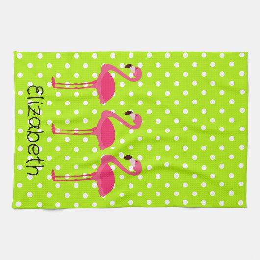 Tropisch roze flamingos Persoonlijke keukenhanddoe Theedoek (Horizontaal)