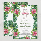 Tropisch Roze Flamingo's Verloving douchefeest Kaart (Voorkant / Achterkant)