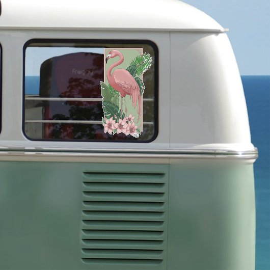 Tropisch Roze flLamingo Groene Palmbladeren Lelie Sticker