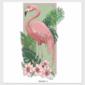 Tropisch Roze flLamingo Groene Palmbladeren Lelie Sticker (Vel)