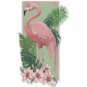 Tropisch Roze flLamingo Groene Palmbladeren Lelie Sticker (Voorkant)