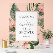 Tropisch roze Floral Baby shower Welkom Acryl Bord (Huwelijk)