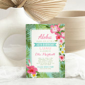 Tropisch roze Floral Birthday Luau Party Kaart