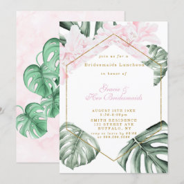 Tropisch roze Floral Bridesmaids Luncheon Invitae