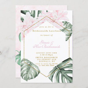 Tropisch roze Floral Bridesmaids Luncheon Invitae