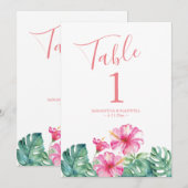 Tropisch roze Floral bruiloft Kaart (Voorkant / Achterkant)