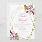 Tropisch roze Floral goudbruin Brunch Kaart (Voorkant)