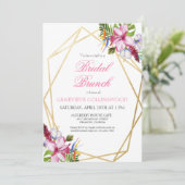 Tropisch roze Floral goudbruin Brunch Kaart (Staand voorkant)