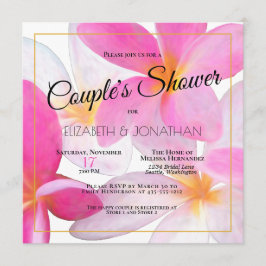 Tropisch roze Floral Hawaii Beach Couple's Shower Kaart