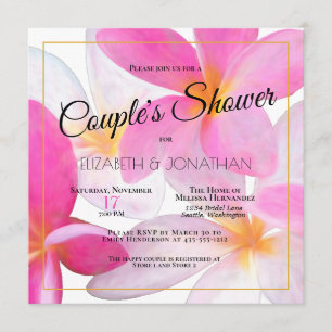 Tropisch roze Floral Hawaii Beach Couple's Shower Kaart
