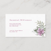 Tropisch roze Floral  Visitekaartje (Achterkant)