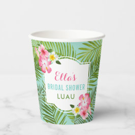 Tropisch roze Floral Vrijgezellenfeest Luau Party Papieren Bekers
