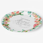 Tropisch roze Floral Waterverf Vrijgezellenfeest Papieren Bordje (Gekanteld)