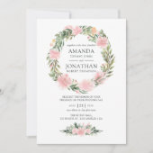 Tropisch roze Floral Wedding Kaart (Voorkant)