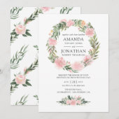 Tropisch roze Floral Wedding Kaart (Voorkant / Achterkant)