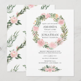 Tropisch roze Floral Wedding Kaart