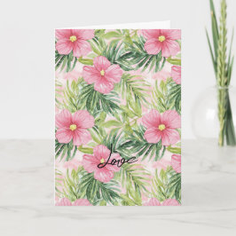 Tropisch roze Floral Wedding Kaart