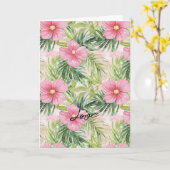 Tropisch roze Floral Wedding Kaart (Gele Bloem)