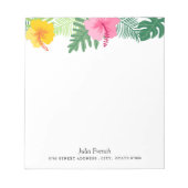 Tropisch roze geel Hibiscus Botanisch Notitieblok (Voorkant)