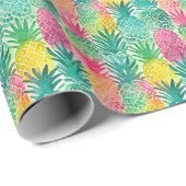 Tropisch Roze Geel Sinaasappel Groene Ananas Cadeaupapier (Rol Hoek)