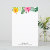 Tropisch roze gele Hibiscus Botanische Stationerin (Staand voorkant)