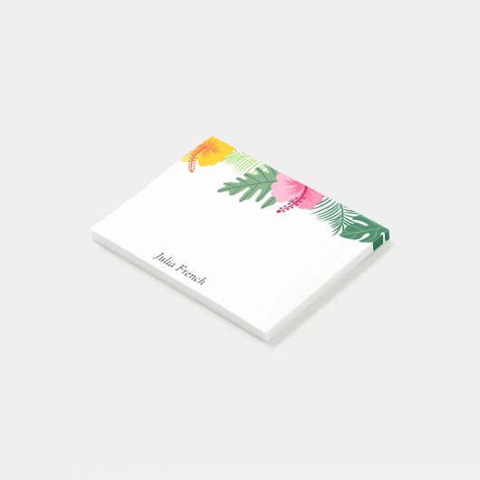 Tropisch roze gele Hibiscus Post-It Notes (Schuin)