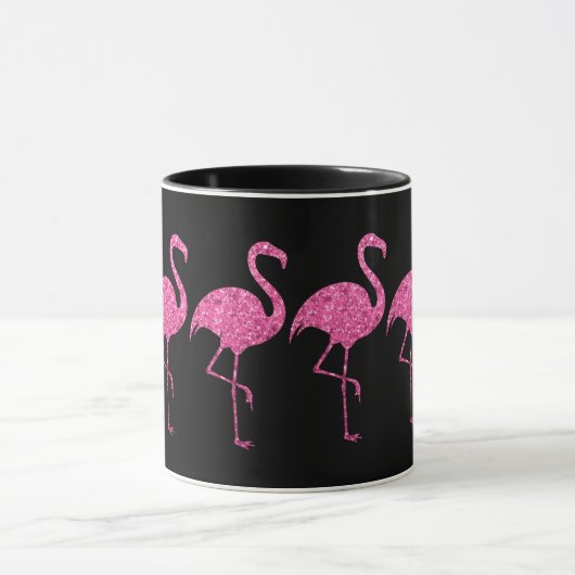 Tropisch roze glitter Flamingos Mok (Midden)