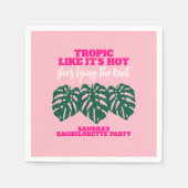 Tropisch Roze Glitter Monstera Meisjesuitgavfeest Servet (Voorkant)