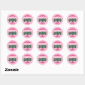 Tropisch Roze Glitter Monstera Meisjesuitje Feest Ronde Sticker (Vel)