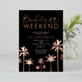 Tropisch Roze Goud Afscheidscadeau Weekend  Folie Uitnodiging (Staand Voorkant)