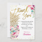 Tropisch Roze Goud Ananas Bloem Bedankkaart (Voorkant)