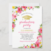 Tropisch roze goud Hibiscus Flowers Afstuderen Kaart (Voorkant)