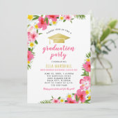 Tropisch roze goud Hibiscus Flowers Afstuderen Kaart (Staand voorkant)