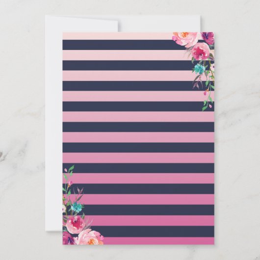 Tropisch roze goudanananas Navy Blue Birthday Kaart (Achterkant)