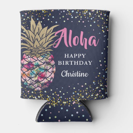 Tropisch roze goudanananassap Beach Party Blikjeskoeler (Voorkant)