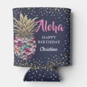 Tropisch roze goudanananassap Beach Party Blikjeskoeler (Achterkant)