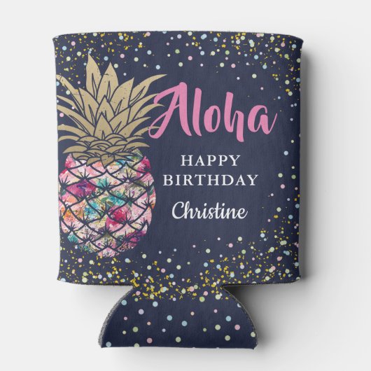 Tropisch roze goudanananassap Beach Party Blikjeskoeler (Achterkant)