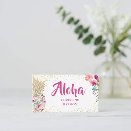 Tropisch roze goudananas Visitekaartje (Staand voorkant)