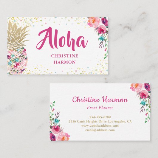 Tropisch roze goudananas Visitekaartje (Voorkant / Achterkant)