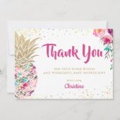 Tropisch roze goudananassap Baby shower Hartelijk  Kaart (Voorkant)