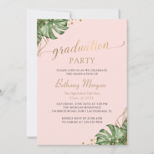 Tropisch roze gouden pleister Fotogradatiepartij Kaart (Voorkant)