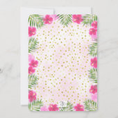 Tropisch roze goudflamingo Floral Baby shower Kaart (Achterkant)
