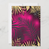 Tropisch roze goudpalms Champagne Birthday Party Kaart (Achterkant)
