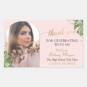 Tropisch roze goudpleister Foto Afstuderen Harteli Rechthoekige Sticker (Voorkant)